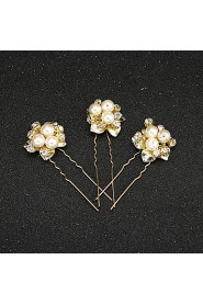 Women's / Flower Girl's Rhinestone / Alloy / Imitation Pearl Headpiece-Wedding / Special Occasion Hair Pin 2 Pieces