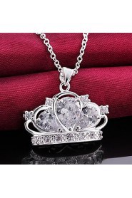 Cremation Jewelry 925 sterling silver Imperial Crown with Zircon Pendant Necklace for Women