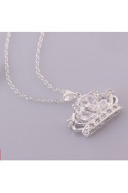 Cremation Jewelry 925 sterling silver Imperial Crown with Zircon Pendant Necklace for Women