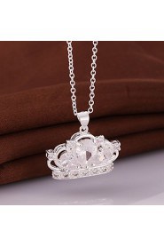 Cremation Jewelry 925 sterling silver Imperial Crown with Zircon Pendant Necklace for Women