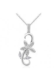 Cremation Jewelry 925 sterling silver Flower with Zircon Pendant Necklace for Women