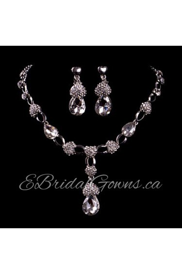 Fashion Ladies'/Women's Alloy Wedding/Party Jewelry Set With Rhinestone