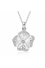 Cremation Jewelry 925 sterling silver Hollow Flower with Zircon Pendant Necklace for Women