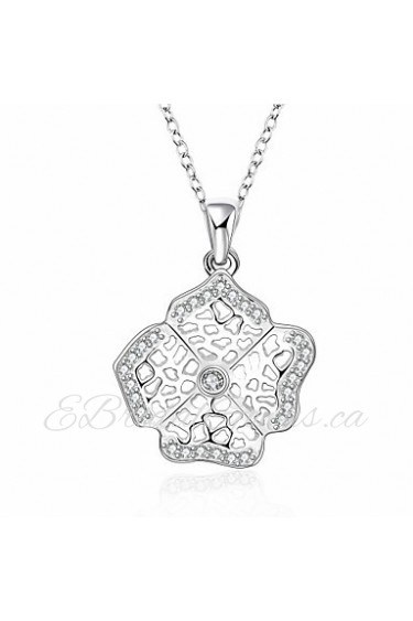 Cremation Jewelry 925 sterling silver Hollow Flower with Zircon Pendant Necklace for Women