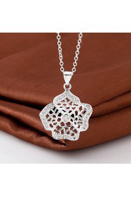 Cremation Jewelry 925 sterling silver Hollow Flower with Zircon Pendant Necklace for Women