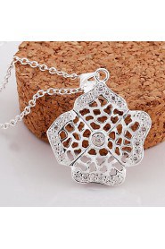 Cremation Jewelry 925 sterling silver Hollow Flower with Zircon Pendant Necklace for Women