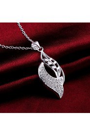 Cremation Jewelry 925 sterling silver Leaf Pave Zircon Pendant Necklace for Women