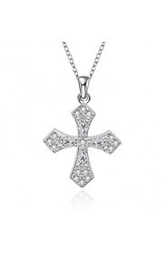 Cremation Jewelry 925 sterling silver Cross Pave Zircon Pendant Necklace for Women