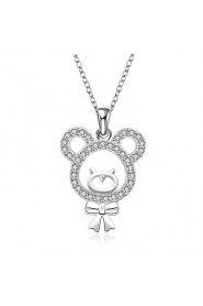 Cremation Jewelry 925 sterling silver Mini Bear with Zircon Pendant Necklace for Women