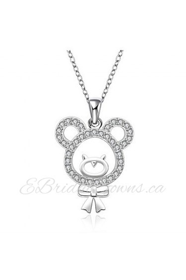 Cremation Jewelry 925 sterling silver Mini Bear with Zircon Pendant Necklace for Women