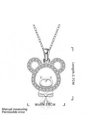 Cremation Jewelry 925 sterling silver Mini Bear with Zircon Pendant Necklace for Women