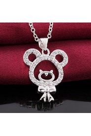 Cremation Jewelry 925 sterling silver Mini Bear with Zircon Pendant Necklace for Women