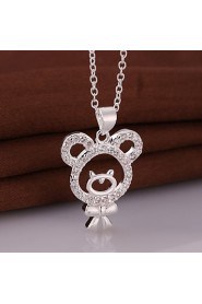 Cremation Jewelry 925 sterling silver Mini Bear with Zircon Pendant Necklace for Women