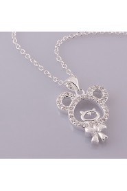 Cremation Jewelry 925 sterling silver Mini Bear with Zircon Pendant Necklace for Women