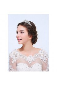 Women's Sterling Silver / Alloy Headpiece-Wedding / Special Occasion / Casual Tiaras 1 Piece Clear Round