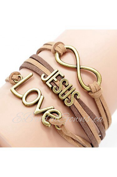 Women's Fashion Retro Love Letter Word 8 Hand Multilayer Woven Charm Bracelet