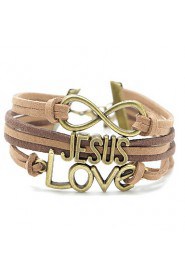 Women's Fashion Retro Love Letter Word 8 Hand Multilayer Woven Charm Bracelet