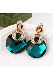 Korean Version Of The Trend Of High-grade Green Zircon Crystal Gemstone Earrings Fashion Dinner Accessories