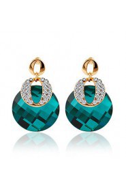 Korean Version Of The Trend Of High-grade Green Zircon Crystal Gemstone Earrings Fashion Dinner Accessories