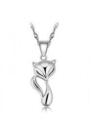 High Quality Real Silver Cute Small Fox Pendant Link Chain Choker Statement Animal Necklace For Women