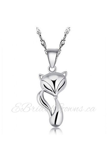 High Quality Real Silver Cute Small Fox Pendant Link Chain Choker Statement Animal Necklace For Women