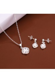 Fashion Round Shape Copper Silver Plated Zircon Foreign Trade Jewewlry Sets(Four Colors)(1Set)