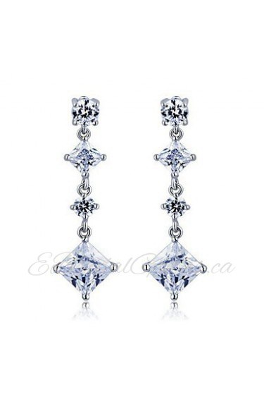 Brass With Cubic Zirconia Drop Earrings (More Colors)