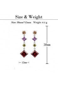 Brass With Cubic Zirconia Drop Earrings (More Colors)