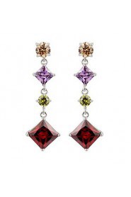 Brass With Cubic Zirconia Drop Earrings (More Colors)