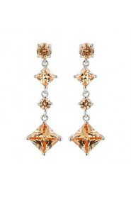 Brass With Cubic Zirconia Drop Earrings (More Colors)