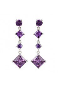 Brass With Cubic Zirconia Drop Earrings (More Colors)