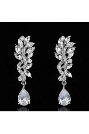 Vintage Women's Earrings Zircon Diamond Silver Earring For Wedding Bridal