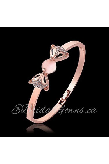 Fashion Animal Shape Rose Gold Plated Opal Crystal Bangle Bracelets (Rose Gold)(1Pc)