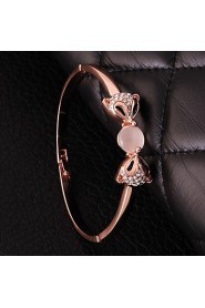 Fashion Animal Shape Rose Gold Plated Opal Crystal Bangle Bracelets (Rose Gold)(1Pc)