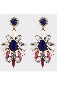 National Bohemian Style Multi-colored Gemstone Crystal Personality Earrings