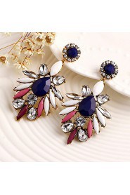 National Bohemian Style Multi-colored Gemstone Crystal Personality Earrings