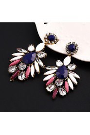 National Bohemian Style Multi-colored Gemstone Crystal Personality Earrings