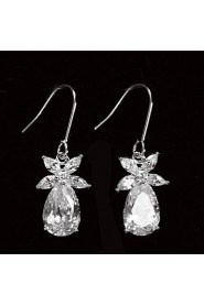 Drop Earrings Women's Platinum Earring Cubic Zirconia