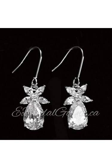 Drop Earrings Women's Platinum Earring Cubic Zirconia