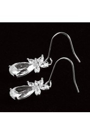 Drop Earrings Women's Platinum Earring Cubic Zirconia