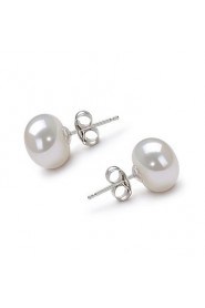 14k Gold White 9.5-10mm Freshwater Pearl Earring