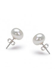 14k Gold White 9.5-10mm Freshwater Pearl Earring