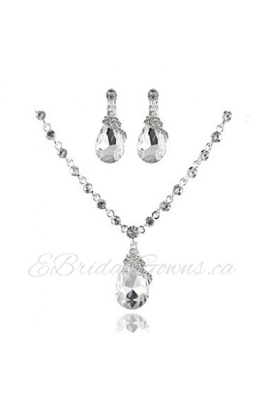 Simple and Elegant Ladies'/Women's Alloy Wedding/Party Jewelry Set With Rhinestone