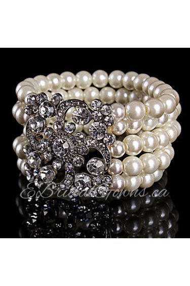 Women's Chain / Strand / Round Bangles Bracelet Imitation Pearl / Alloy Imitation Pearl / Rhinestone