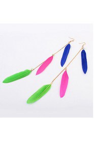 Decorative Feathers Pierced National Style Alloy Earrings