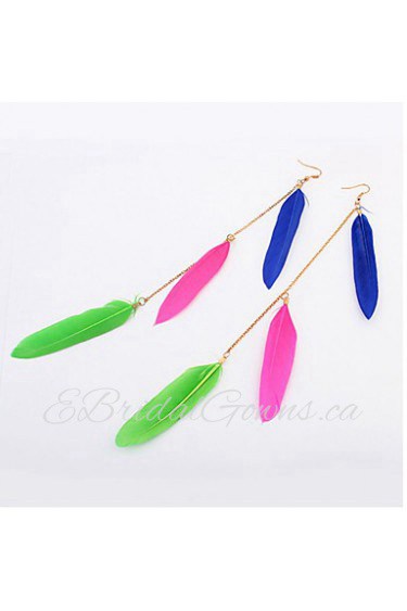 Decorative Feathers Pierced National Style Alloy Earrings