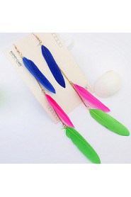 Decorative Feathers Pierced National Style Alloy Earrings