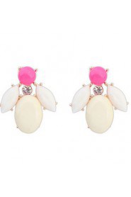 Korean Version Of The Candy-colored Rhinestone Sweet Petals Earrings