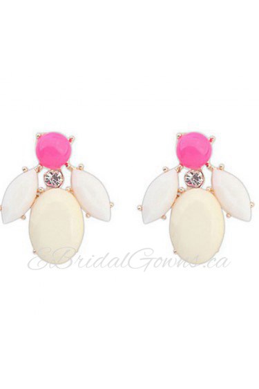 Korean Version Of The Candy-colored Rhinestone Sweet Petals Earrings