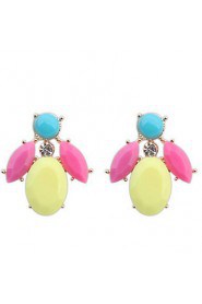 Korean Version Of The Candy-colored Rhinestone Sweet Petals Earrings